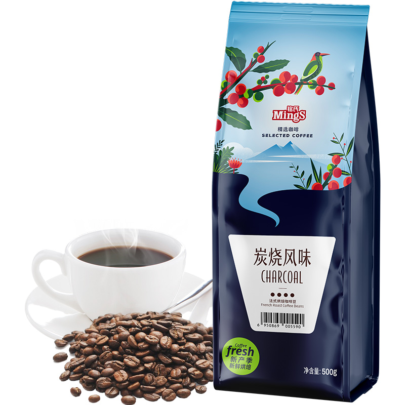 铭氏（Ming's）精选咖啡豆 阿拉比卡炭烧风味拼配 焦香浓郁 500g