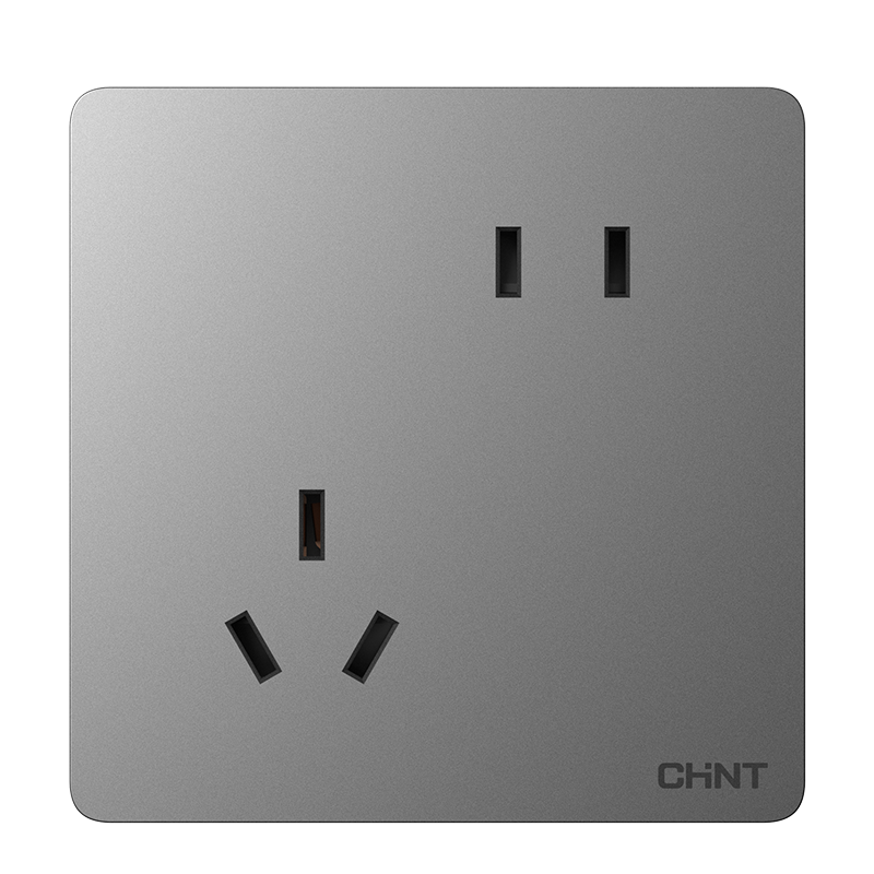 CHNT Switch Socket NEW6-C11135, Slanted Five-Hole Socket, 6C Phantom Silver Gray, Pack of 10 Socket Set