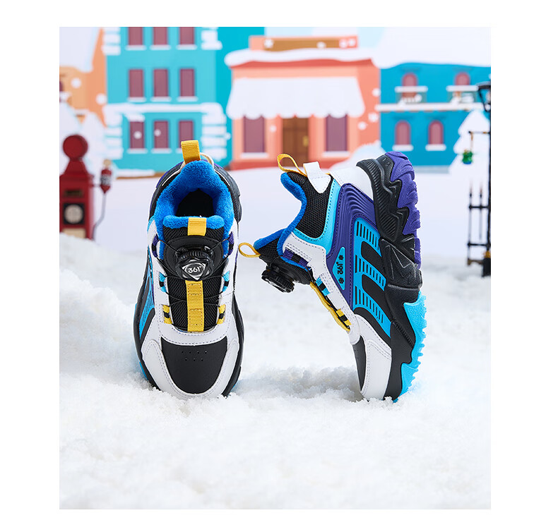 361° Kids Winter Cotton Shoes 24 Size Unisex Toddler Outdoor Warm Fleece Lined Durable Cotton Shoes Purple 30 6
