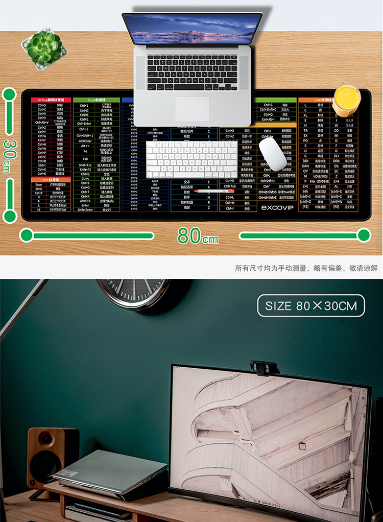鹧鸪鸟(chukar)办公鼠标垫大号 设计会计快捷键大全鼠标垫 3mm加厚
