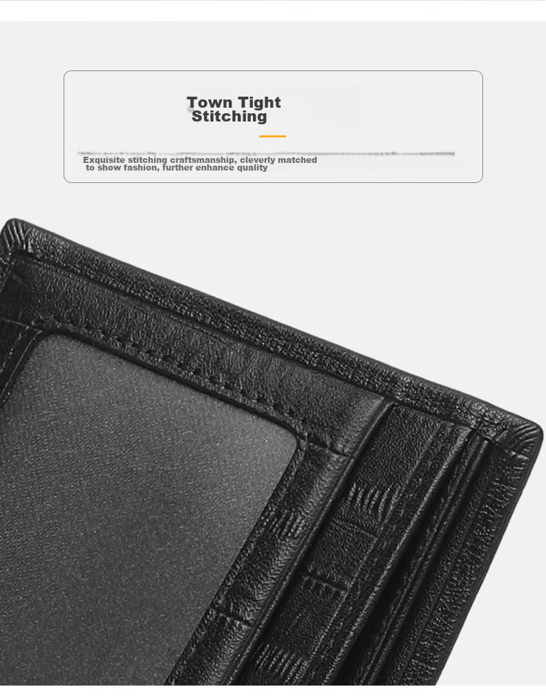 ELLE HOMME Men's Short Wallet, Top-Grain Leather Multifunctional Card Holder, Horizontal Style Billfold 2120, Birthday Gift for Me 4