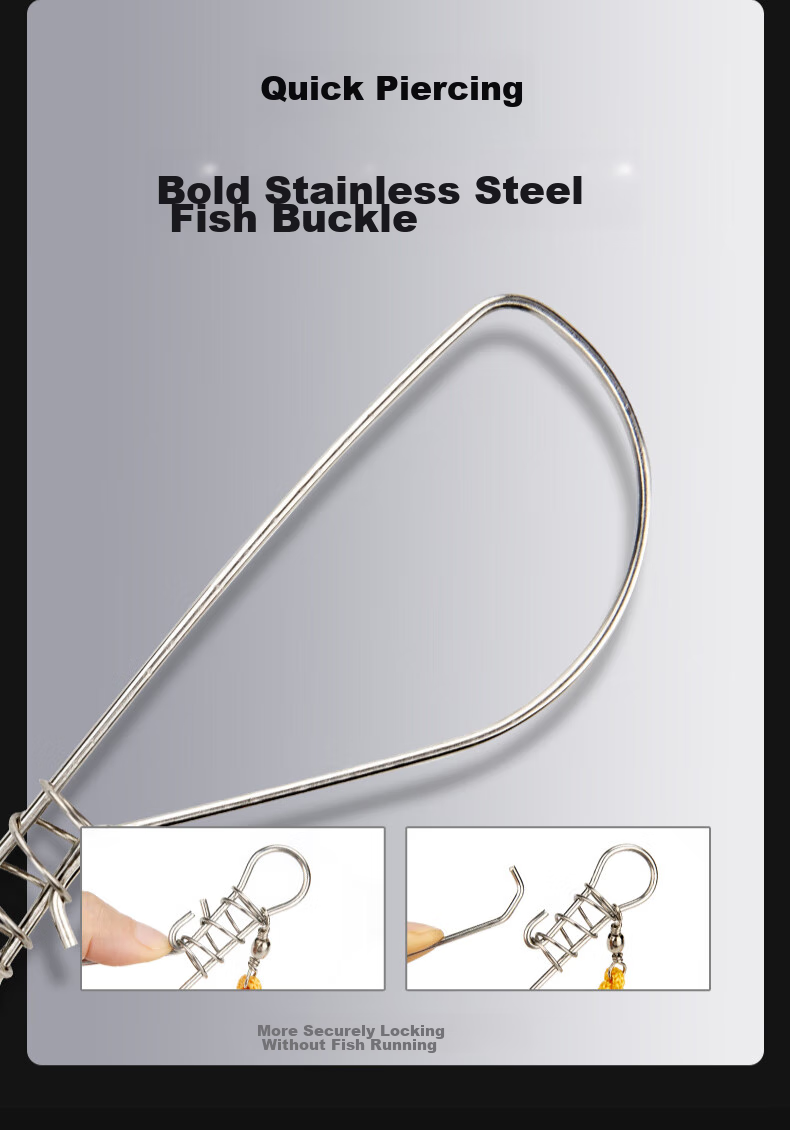 Kemailei Portable Stainless Steel Fish Lock Clasp, Multifunctional Fish Rope Lock Clasp, Fishing Accessories 2