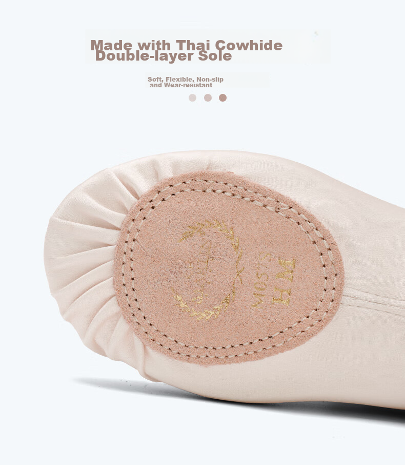 Sansha Children's Dance Practice Shoes, Elastic Satin Ballet Flats, Two-Piece Sole Cat Paw Shoes, English Satin, Size 32 3