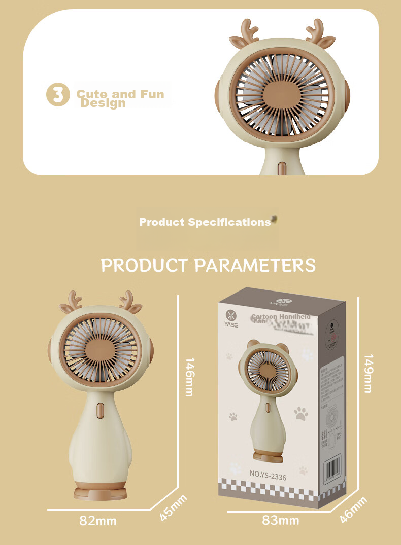 Ouliwen Small Handheld Fan for Desktop And Bed, USB Rechargeable, Low Noise, Three Speeds, Portable Mini High-Power Electric Fan for Office And Dormitory, My Little Pony Blue 12
