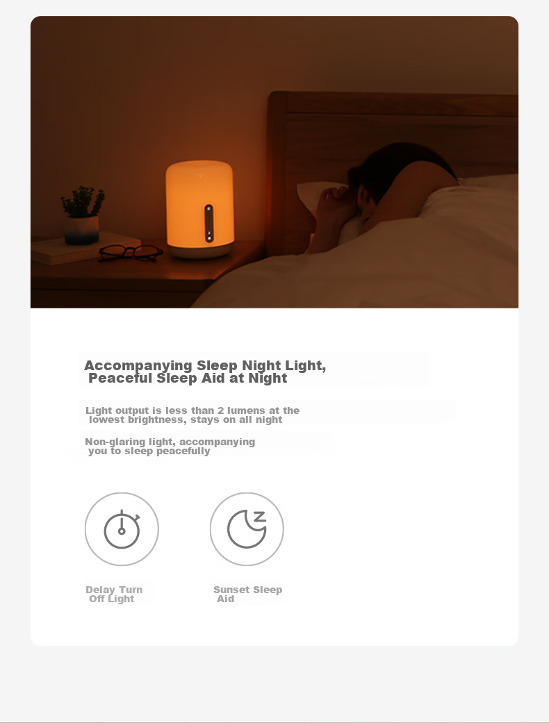 Mijia Bedside Lamp 2 Smart Desk Lamp Bedroom Colorful Soft Light Night Light Creative Gift Lighting Touch-Controlled Voice-Adjustable Dimming 4