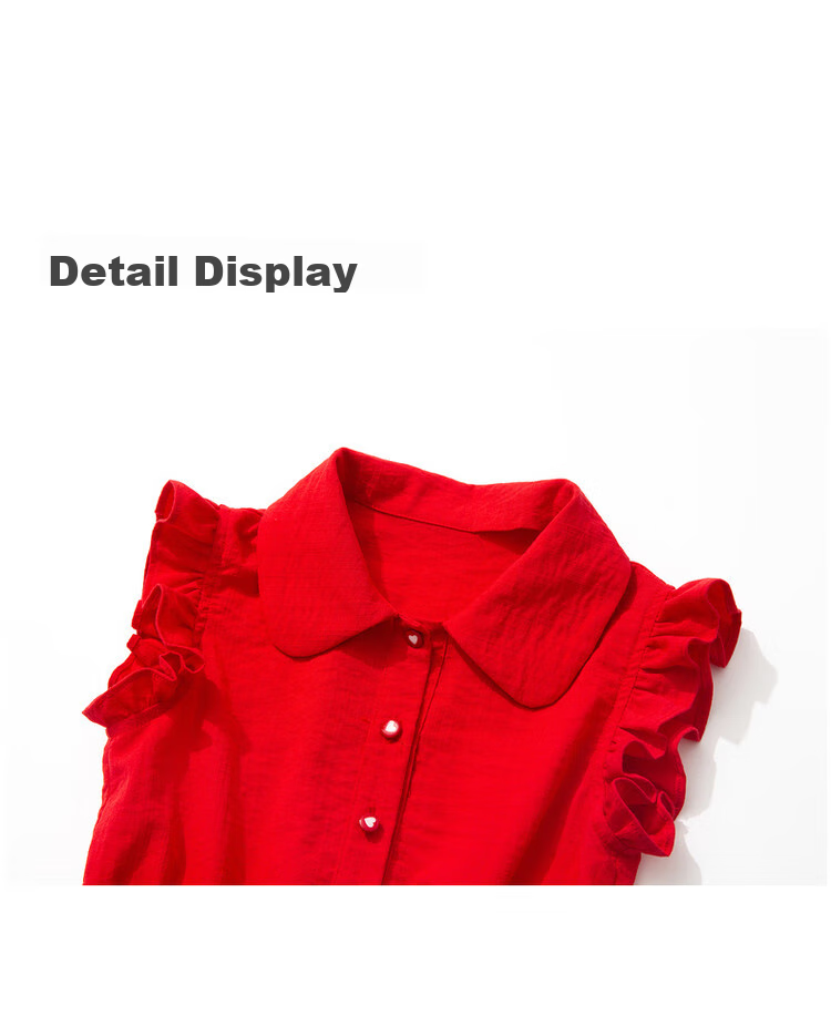 ASK JUNIOR Girls' Summer Dress, Sleeveless Children's Ruffle Trim Thin Shirt Collar Vacation Princess Dress 19