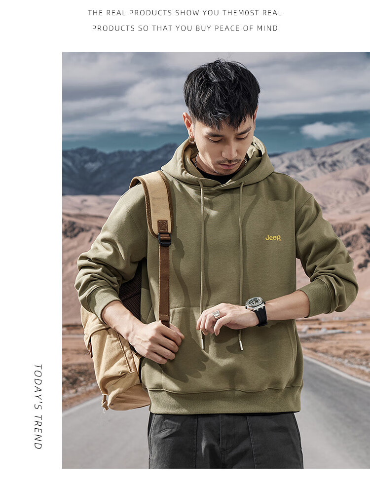 JEEP Men's Hooded Sweatshirt, Heavyweight Hoodie Jacket for Men, Loose-Fitting Spring And Autumn Outerwear for Men in 2026 19