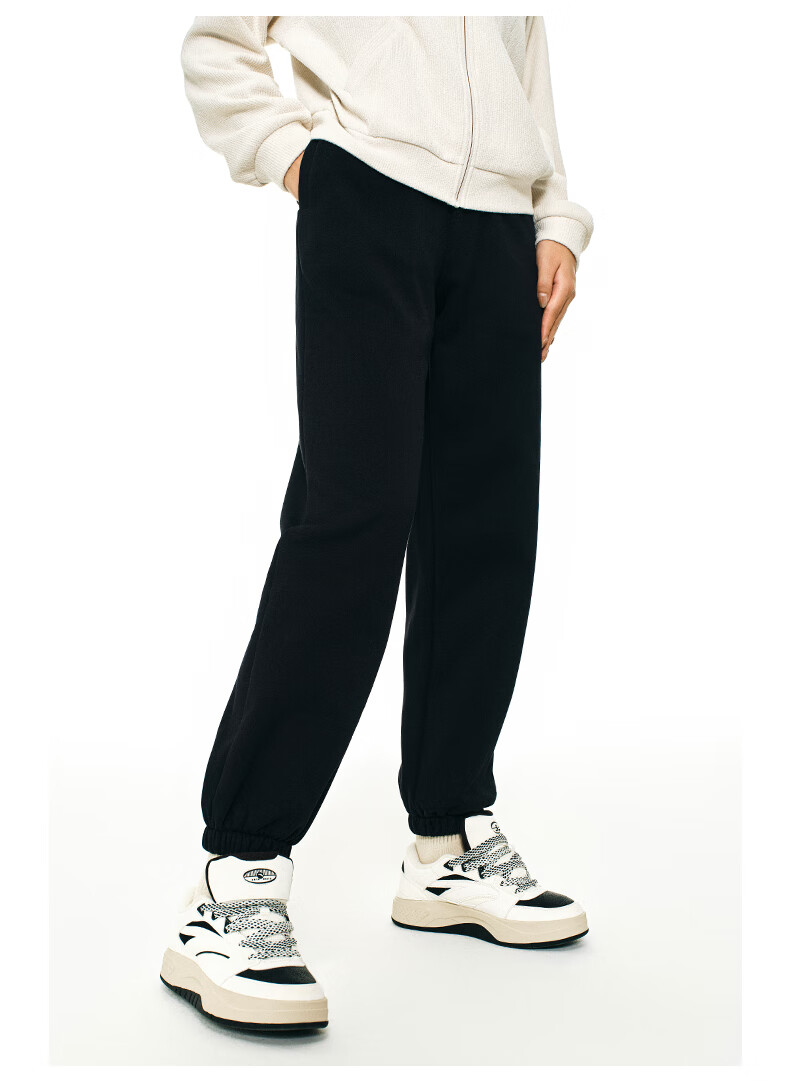 ANTA Snow Owl Fleece-Lined Knit Jogger Pants Women's Winter Casual Warm Trousers College Sports Pants 40