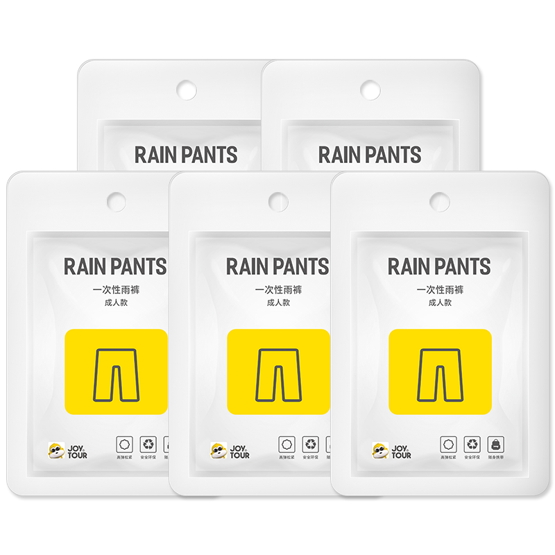 JOYTOUR Disposable Adult Rain Pants, Thickened Waterproof And Rainproof for Men And Women, Portable for Rafting And Cycling, Pack of 5