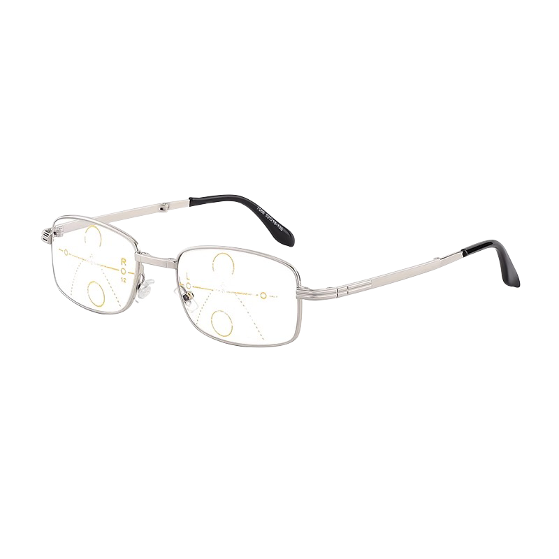 LESCA LUNETIER High-Definition Reading Glasses for Men, Anti-Blue Light Foldable Portable Genuine Eyewear for Elderly, Gold Color, 250 Degrees