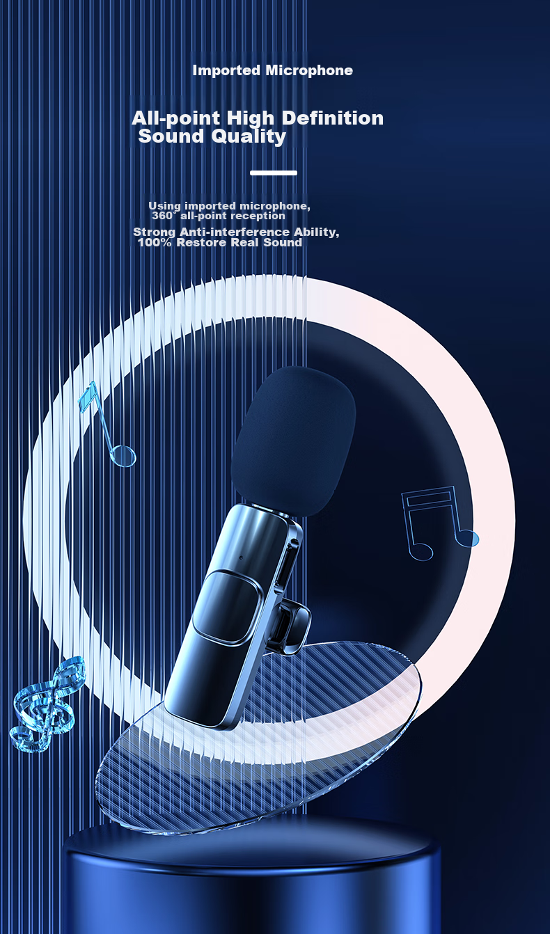 Haomuren Wireless Lavalier Microphone, Outdoor Short Video Douyin Vlog Lip-Sync Mobile-Specific Bluetooth Noise-Cancelling Recording Microphone, Live Streaming Dual-Channel 4