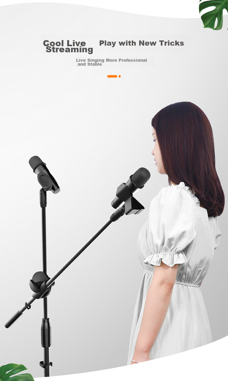 NINTAUS HY-103 Upgraded Microphone Stand, Floor-Standing Live Streaming Steel Tube, Telescopic Tripod, Recording Stage Stand Equipment with Microphone Clamp 3