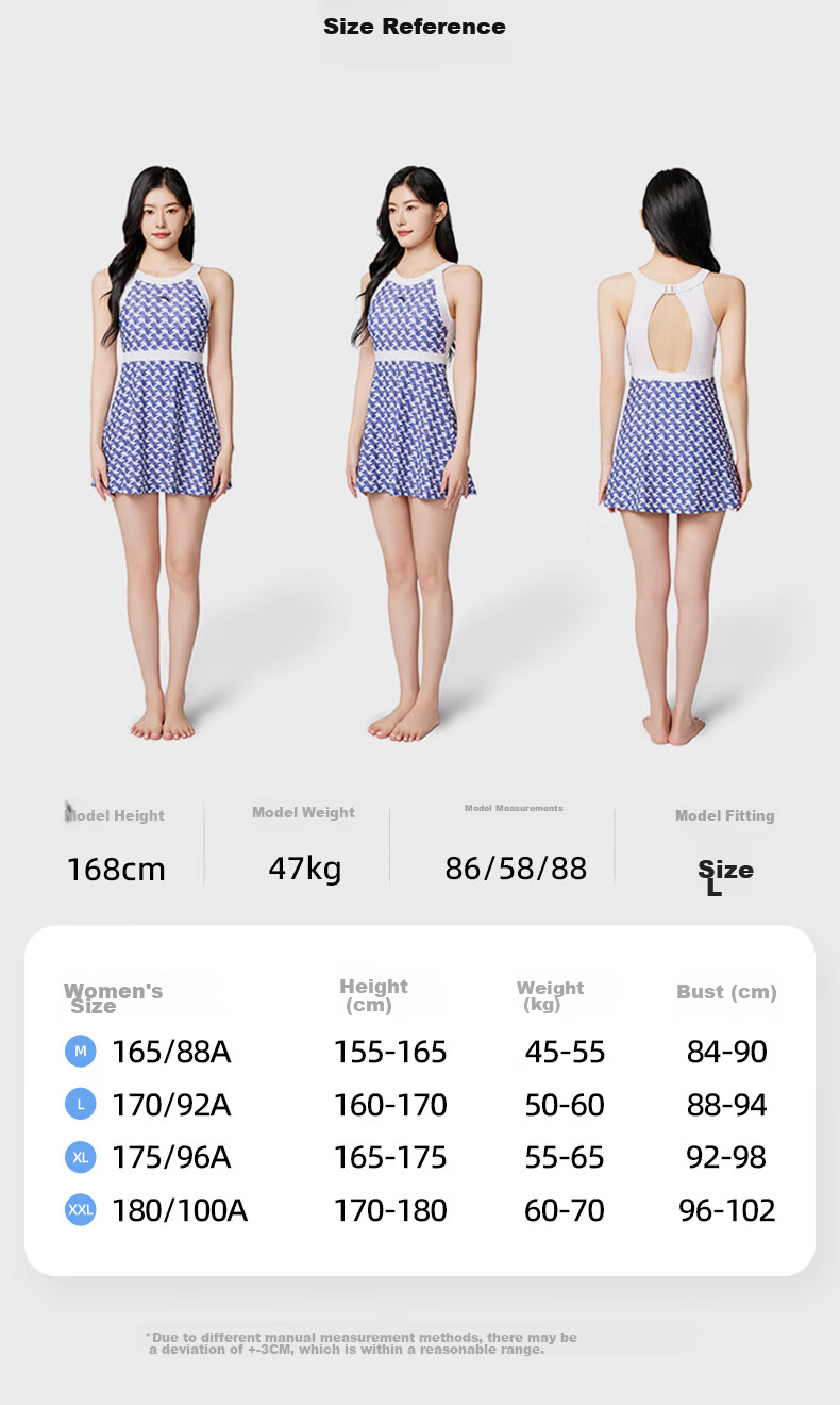 ANTA Slim Waist Swimsuit for Women, One-Piece Dress Style, Conservative, Slimming, Chlorine-Resistant, Quick-Drying, Hot Spring Swimwear, Small A Dress L 17