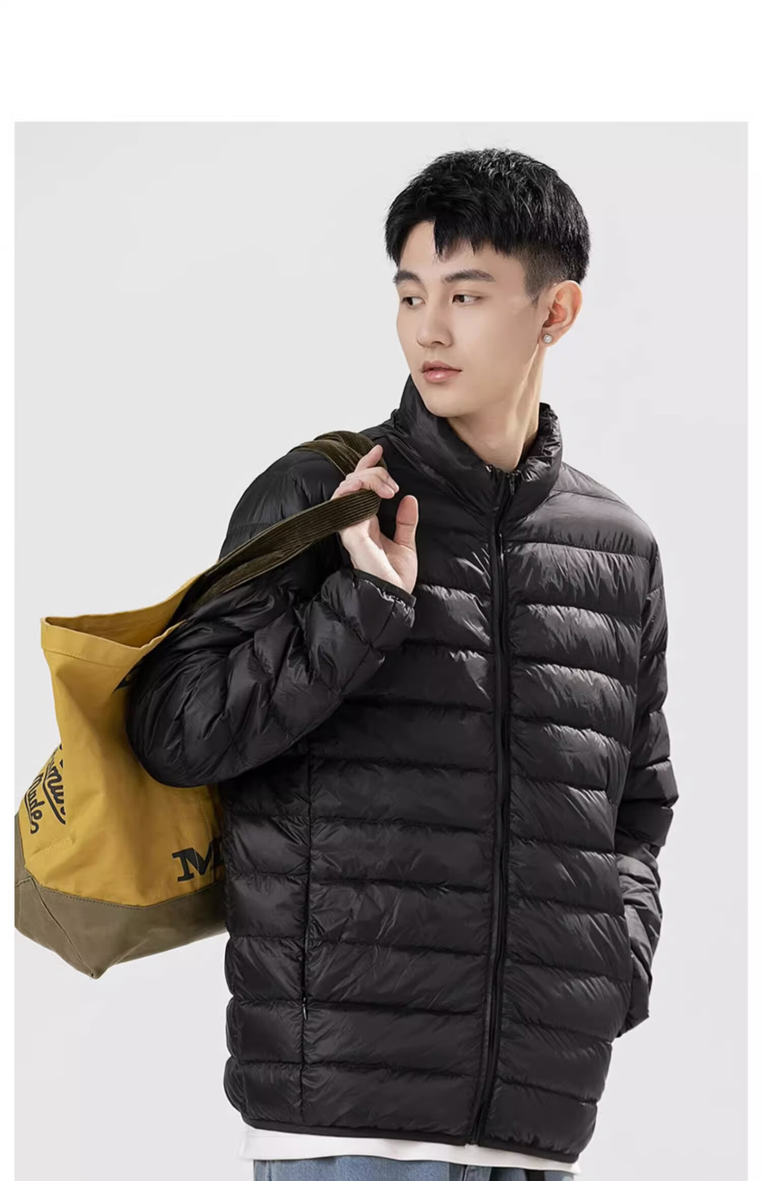 GENIOLAMODE Men's down Jacket, Lightweight And Short for Autumn And Winter, Stand-Up Collar, Warm Duck Down, Simple And Versatile Winter Wear 14