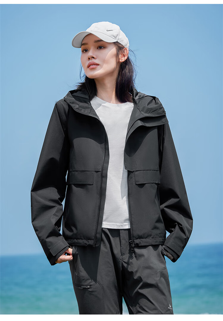 Pioneer Camp Breathable Windproof Waterproof Jacket for Women, Autumn Outdoor Breathable Windproof Waterproof Travel Hiking Coat, Light Apricot Color, XXL 22