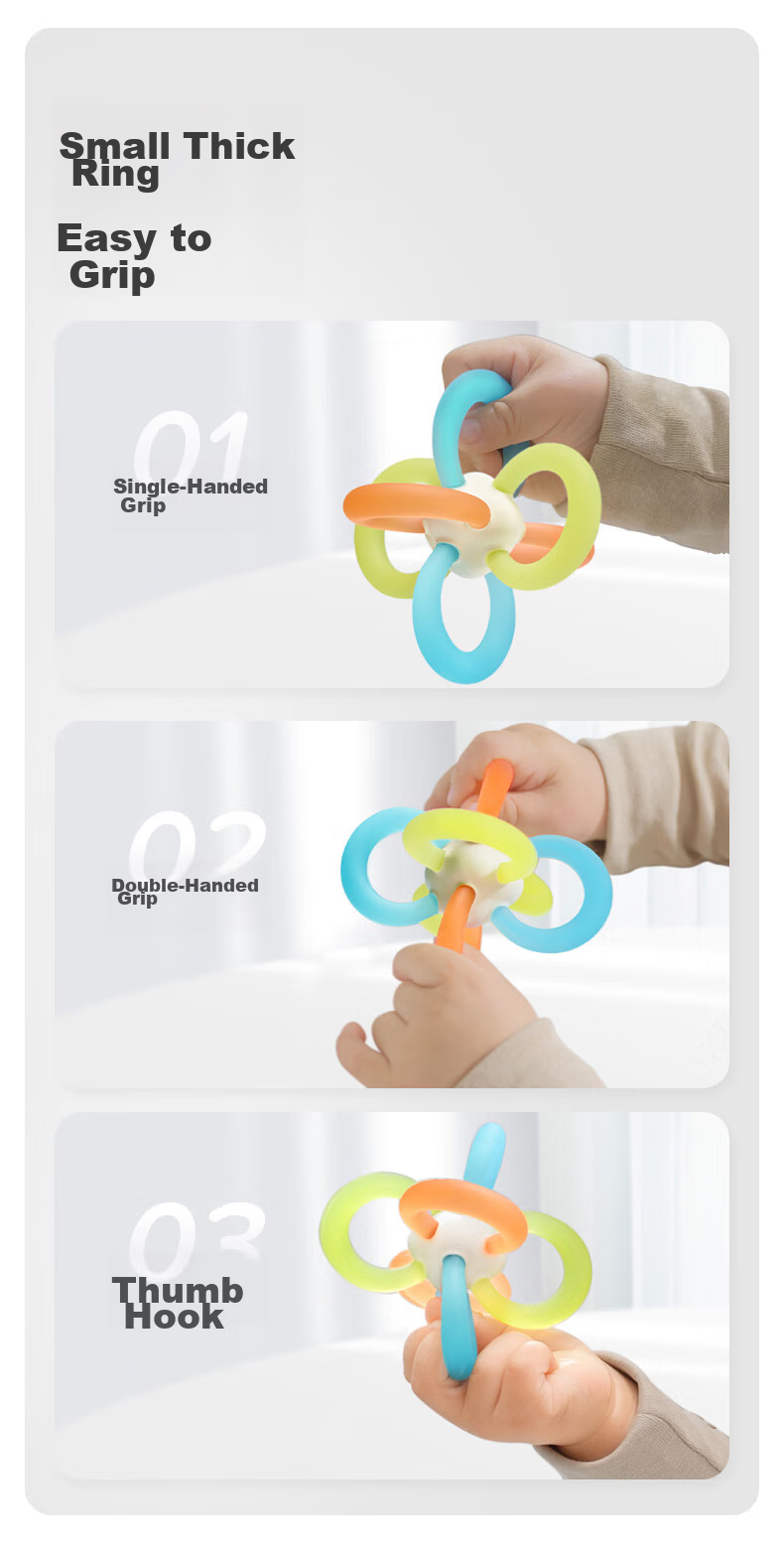 Shixi Manhattan Ball, Baby 0-6 Months Chewable Food-Grade Toy, Hand Grasping Ball for Oral Stage And Grip Training 7