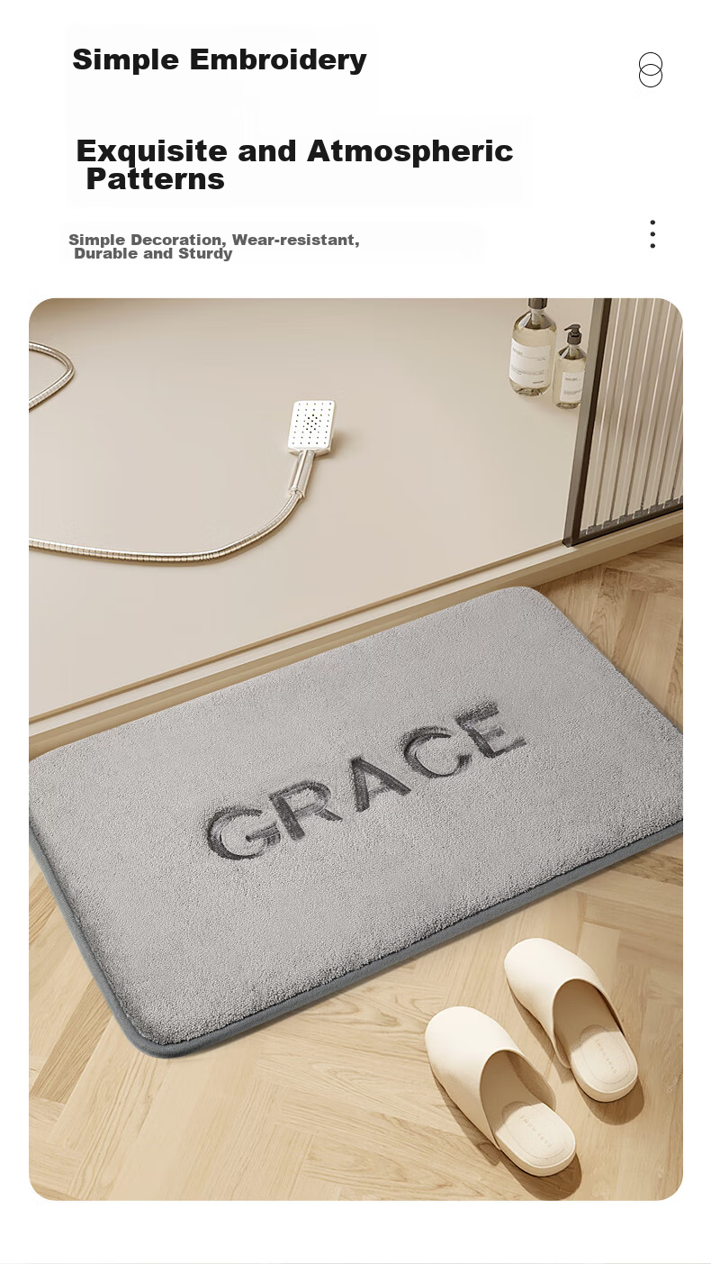 Grace Bathroom Mat, Non-Slip Absorbent Memory Foam Bath Mat, Foot Pad 40x60cm, Premium Gray 11
