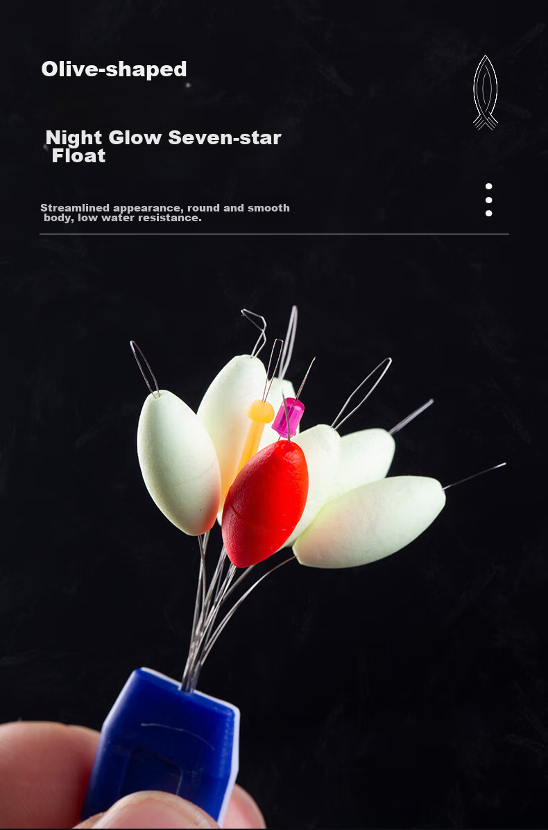 Minjianyiren Luminous Seven-Star Float 7+2, High-Sensitivity Traditional Fishing Float, Fluorescent Bean Float, Wild Fishing Olive-Shaped Buoy, Fishing Float 5