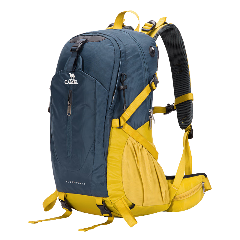 CAMEL [Shanxi] Outdoor Lightweight Hiking Backpack, Large Capacity Professional Trekking Waterproof Travel Backpack, Double Shoulder Bag, Deep Blue