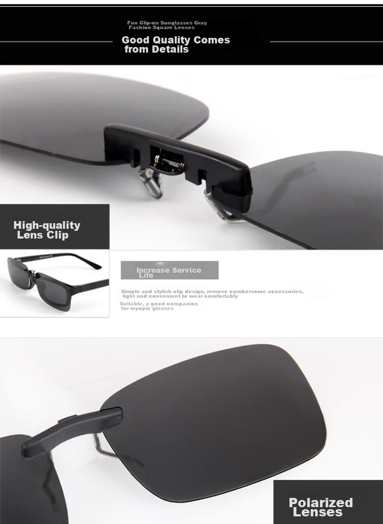 Quxing Polarized Clip-On Sunglasses, UV Protection Car Driving Sunglasses, Compatible with Nearsighted Glasses, Can Be Flipped Up to Form A Frog-Shaped Mirror 13