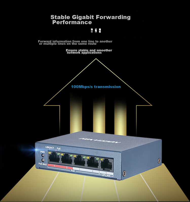 HIKVISION Unmanaged Switch, 8-Core POE Power Supply, 9-Port 100Mbps Ethernet Cable Extension Transmission Mode, Surveillance Splitter, Metal Shell for Heat Dissipation, DS-3E0109SP 5