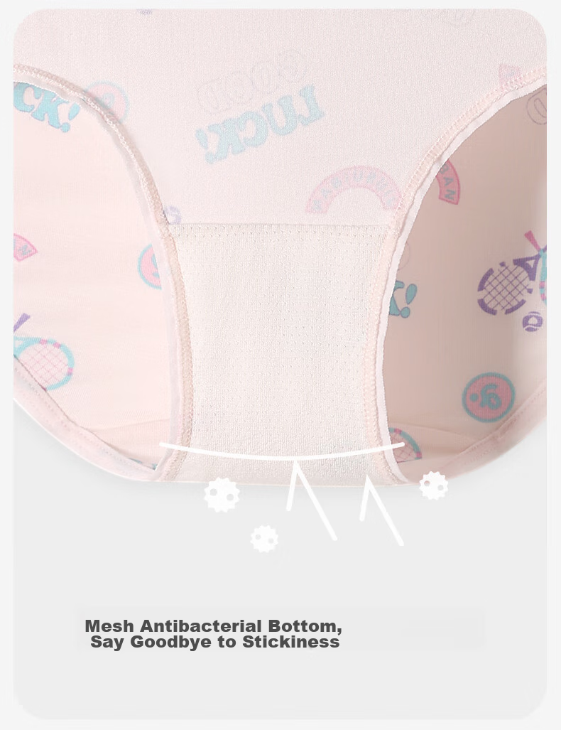 Jiusuiban Kids Girls' 7A Antibacterial Silk Gusset Boxer Shorts Cartoon Panda Plant Cotton 5