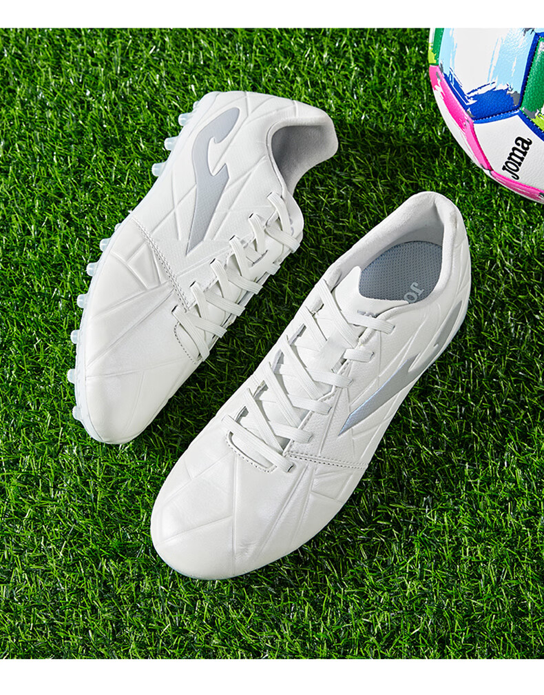 JOMA Kangaroo Leather Soccer Shoes for Men, MG Short Studs, Non-Slip, Wear-Resistant, Professional Football Training Shoes, White, Size 43 14