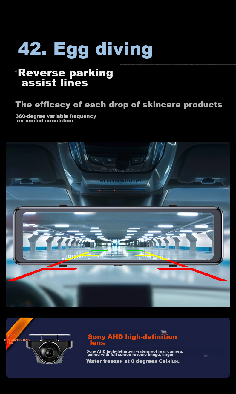 Weilute 4G Sentry Mode, Self-Driving Recorder, 360-Degree Panoramic 24-Hour Parking Monitoring, SONY Rearview Mirror 16