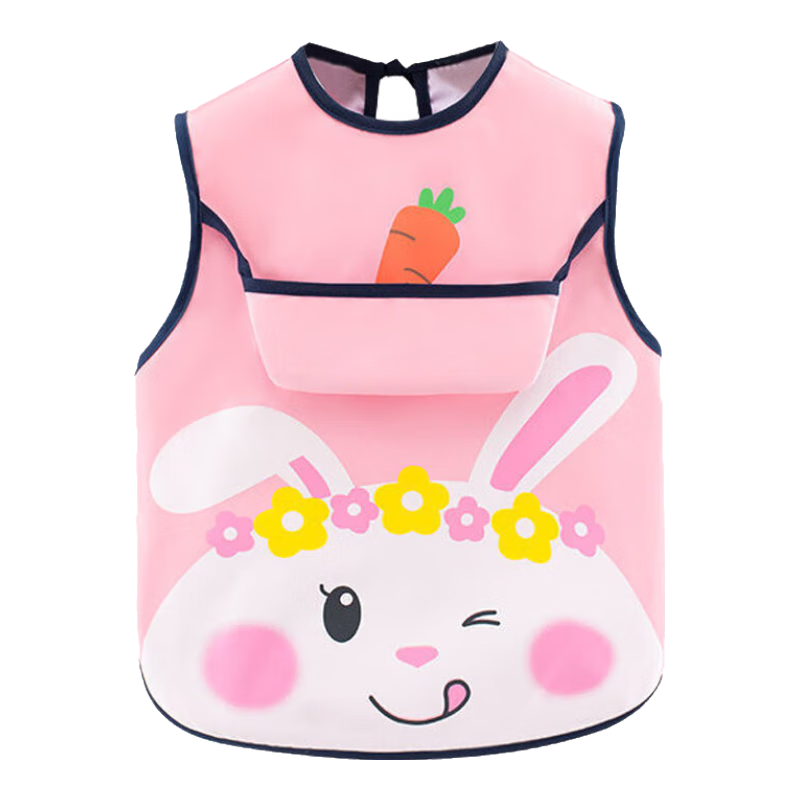 9I9 Baby Sleeveless Bib Cover for Summer, Waterproof Children's Eating Smock, Splash-Proof And Stain-Resistant Drawing Apron, Little Rabbit Desig