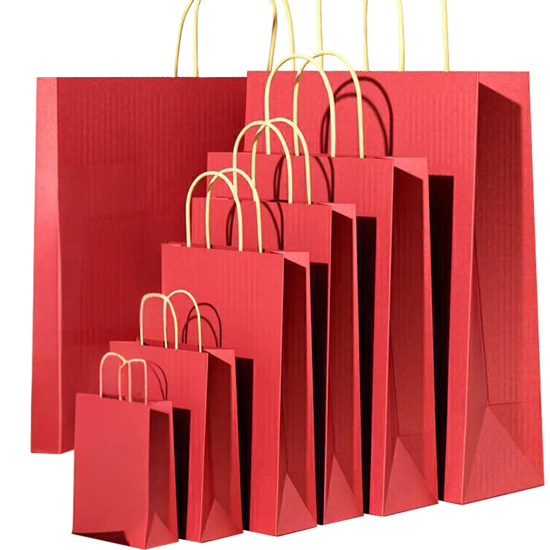 Dengbi Red Kraft Paper Gift Bags, Handbags, Packaging Bags, Wedding Bags, Teacher's Day Mid-Autumn Festival Gift Boxes
