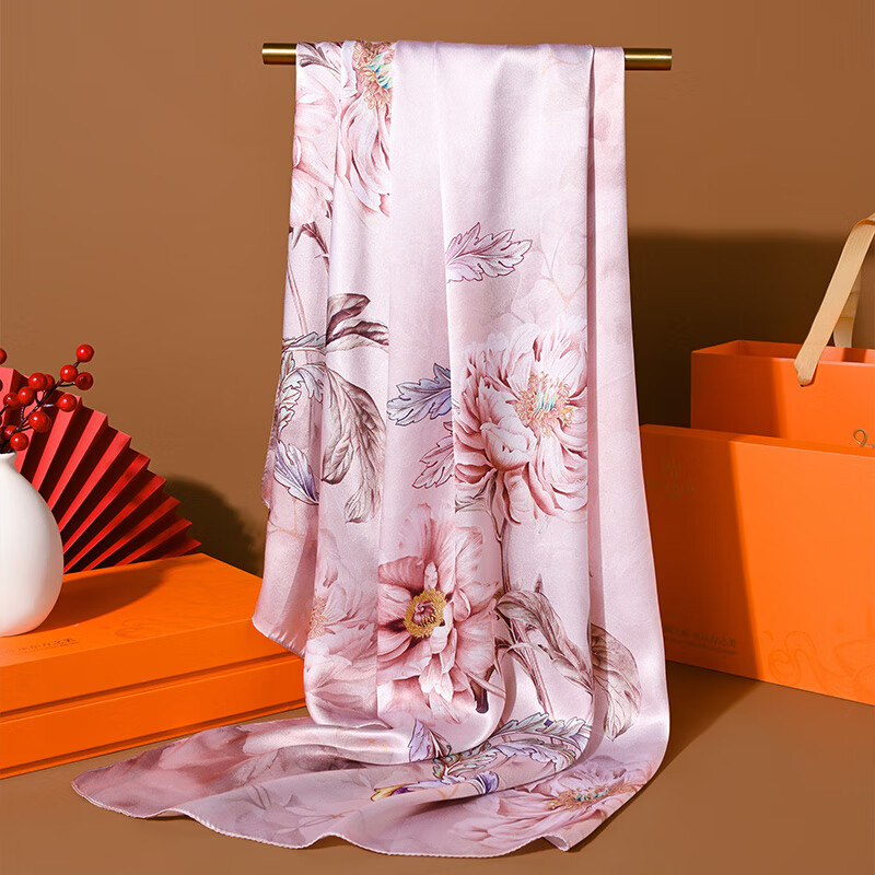 Hangsilu Silk Scarf for Women, Chinese Style Mulberry Silk Shawl Wrap, Elegant Practical Birthday Gift for Wife Or Mother
