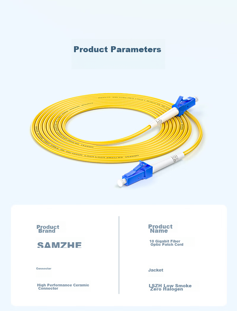 SAMZHE Fiber Optic Patch Cable, LC-LC Single-Mode Single-Core Telecom Grade 3.0 Diameter UPC Fiber Pigtail, Flame-Retardant Low-Smoke Zero Halogen, Data Center Fiber Network Cable, 5 Meters G0-LCLC05 13