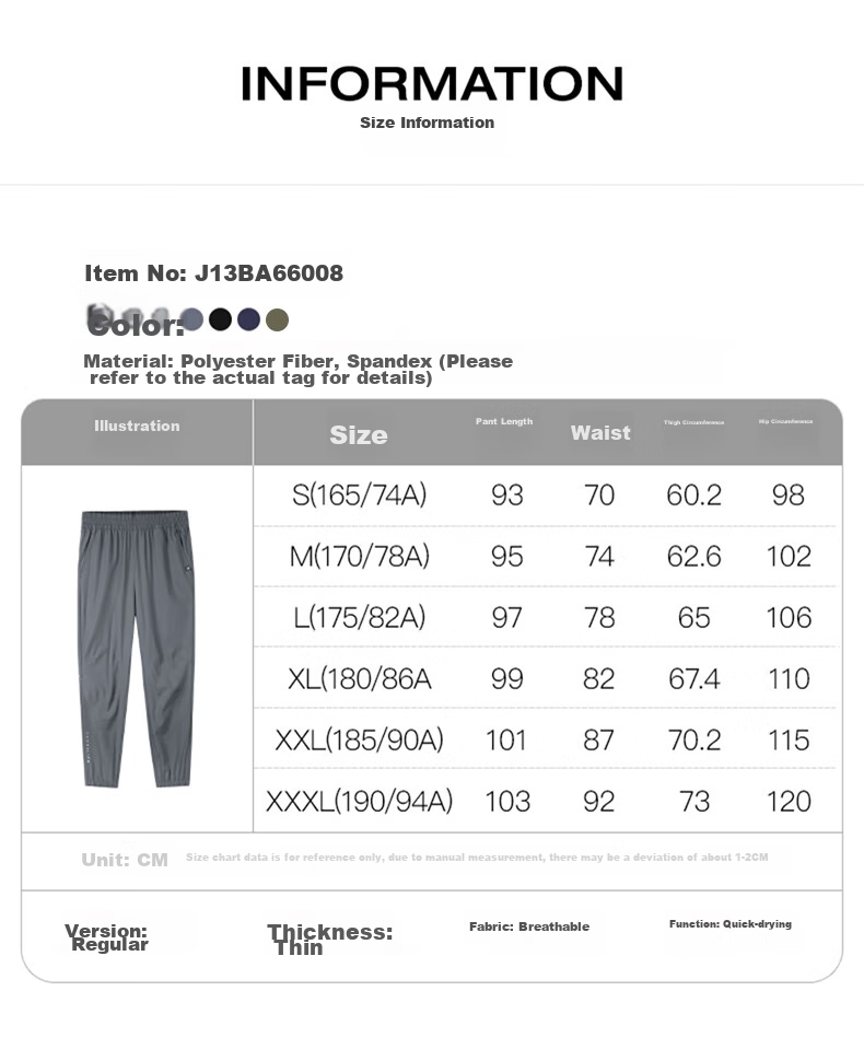CAMEL Quick-Dry Sports Pants for Men, Long Trousers, New Summer Style, Outdoor Sports Running Training, Lightweight Breathable Casual Pants 6