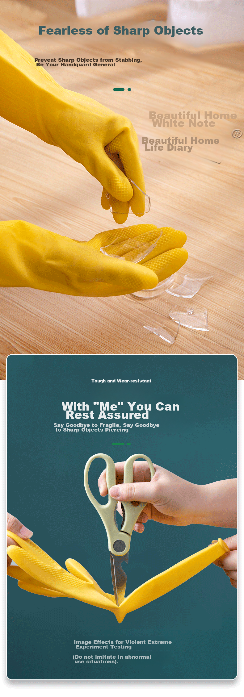 MEIJIARIJI Thickened Latex Rubber Gloves M Size 2 Pairs Household Dishwashing Gloves Property Cleaning Rubber Gloves 5