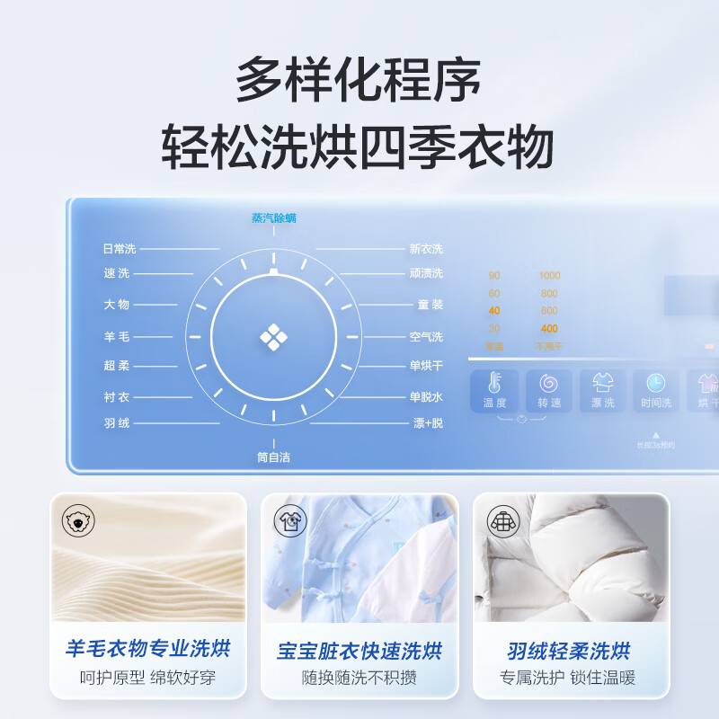 海尔（Haier）滚筒洗衣机全自动 洗烘一体机 10公斤大容量  超薄 双喷淋防残留 EG100HMATE28S【106C升级款】