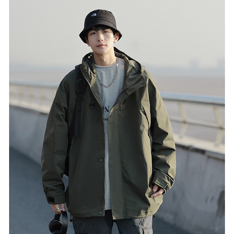 Foss Phil Men's Jacket, Spring And Autumn Outdoor American-Style Casual Coat, Workwear Loose-Fitting Menswear Clothing, 2365 Army Green M