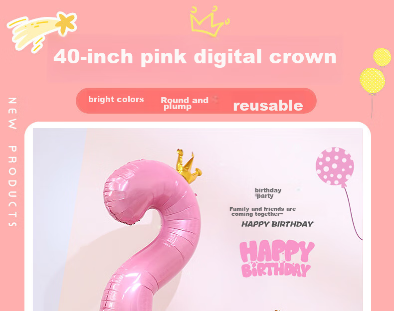 Ounizi Birthday Scene Decoration, Girl's Birthday Props, Atmosphere, Boy's Party Decorations, Happy Birthday, Pink Number Balloons 1 1