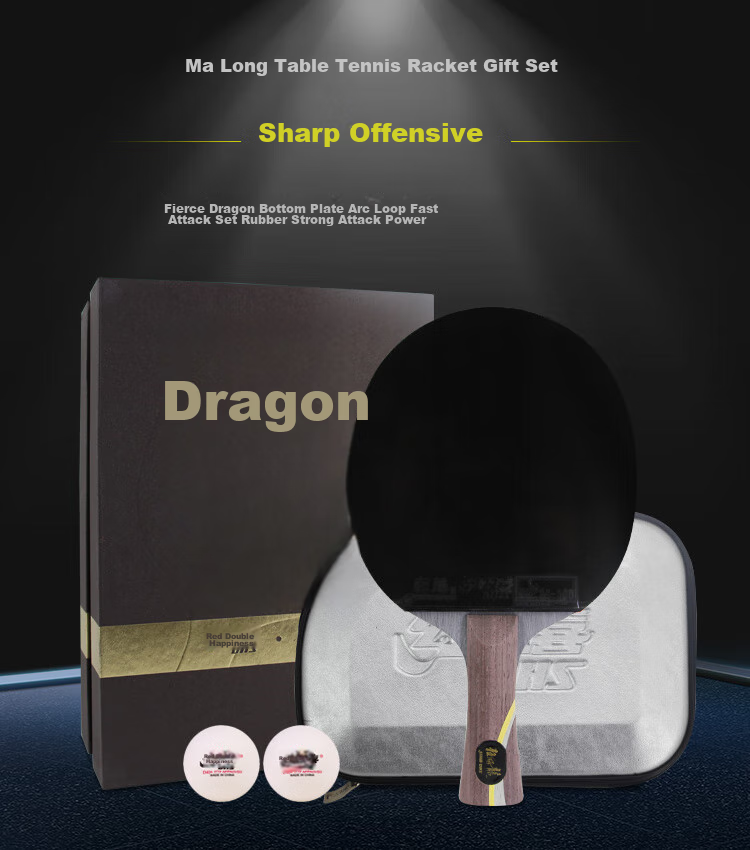 DHS Table Tennis Racket Ma Long Gift Box Set, Ma Long LONG-L Penhold Grip Single Racket, Includes Racket Case 3