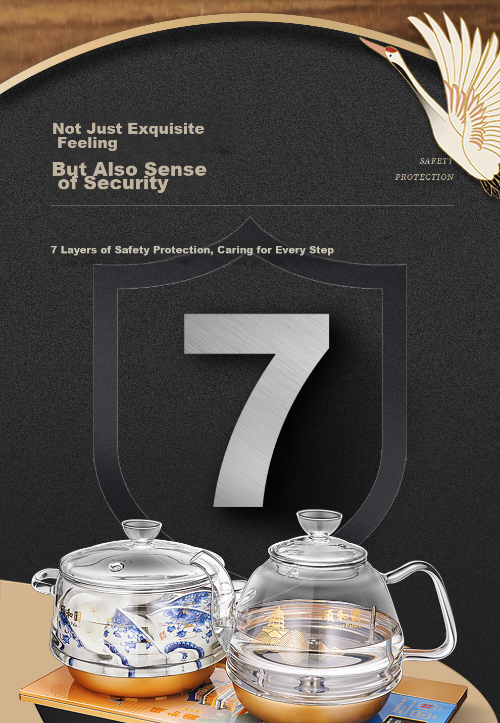 KAMJOVE One-Touch Fully Automatic Bottom Water-Filling Electric Kettle, Glass Intelligent Temperature-Controlled Electric Tea Stove, H9 Yiyhe Garden Co-Branded Editio 18