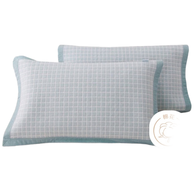 ZiiU Pillowcase Set of Two, Pure Cotton Class A Men's Oil And Sweat Resistant Large Pillowcase 55*80cm Gray Plaid