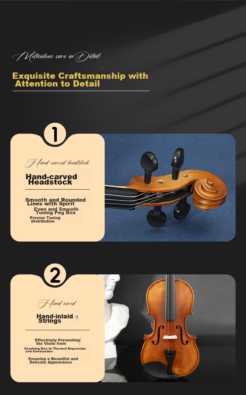 Romusic Violin Alpine Spruce Handmade Solid Wood Children's Adult Beginner Intermediate Performance RV-102Y [1/2] 10