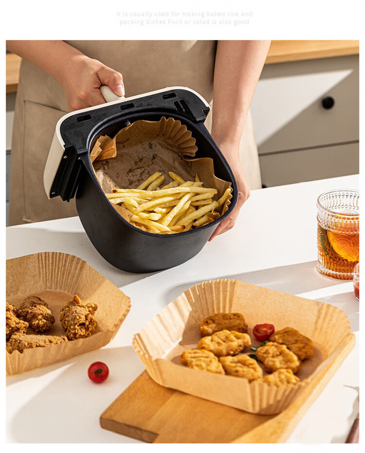 Jieribang Air Fryer Paper [110 Sheets], Heat-Resistant Oil-Absorbing Paper Liner for Food Baking, Roasting, And Barbecue Silicone Paper 12