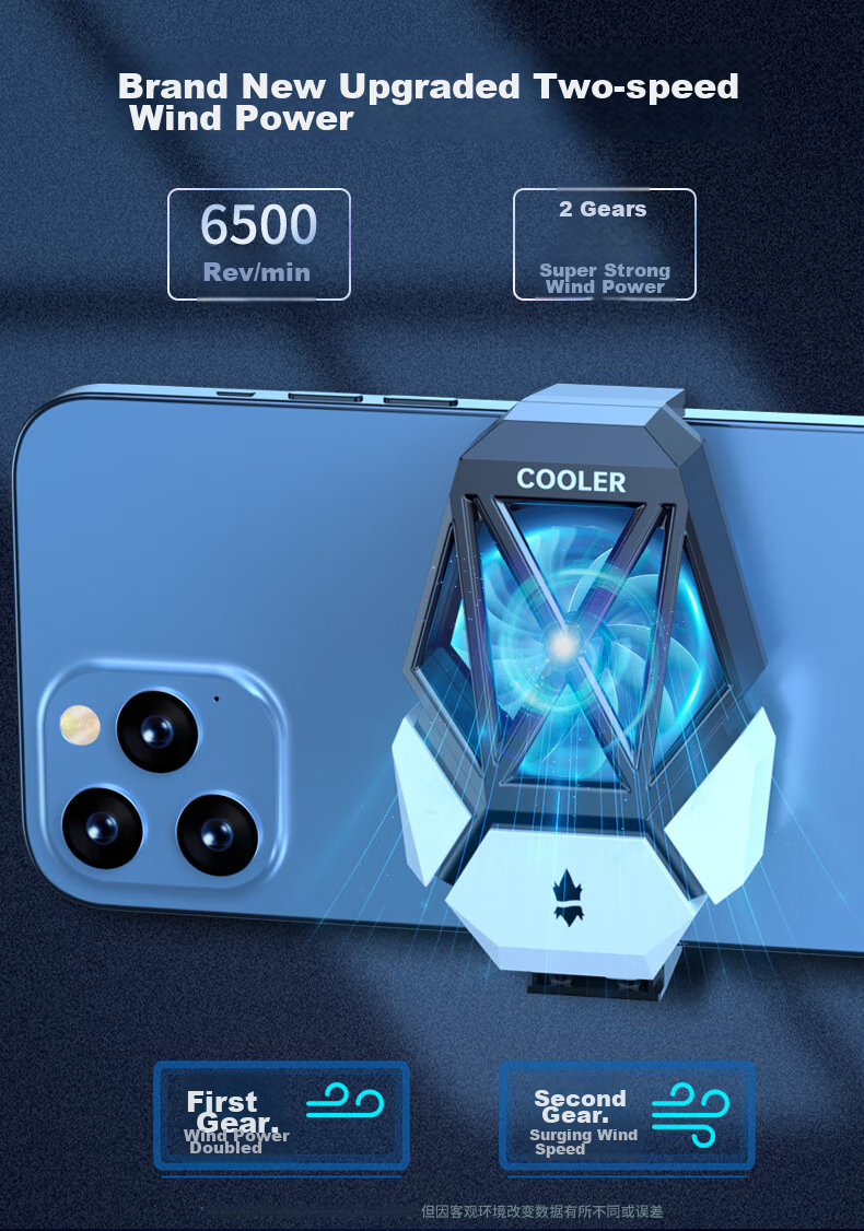 Kewo Gaming-Level Cooling Mobile Phone Cooler Clip-On Game Live Streaming Cooling Fan Powerful PUBG Cooler Compatible with iPhone 17 Huawei Xiaomi Smartphones 8
