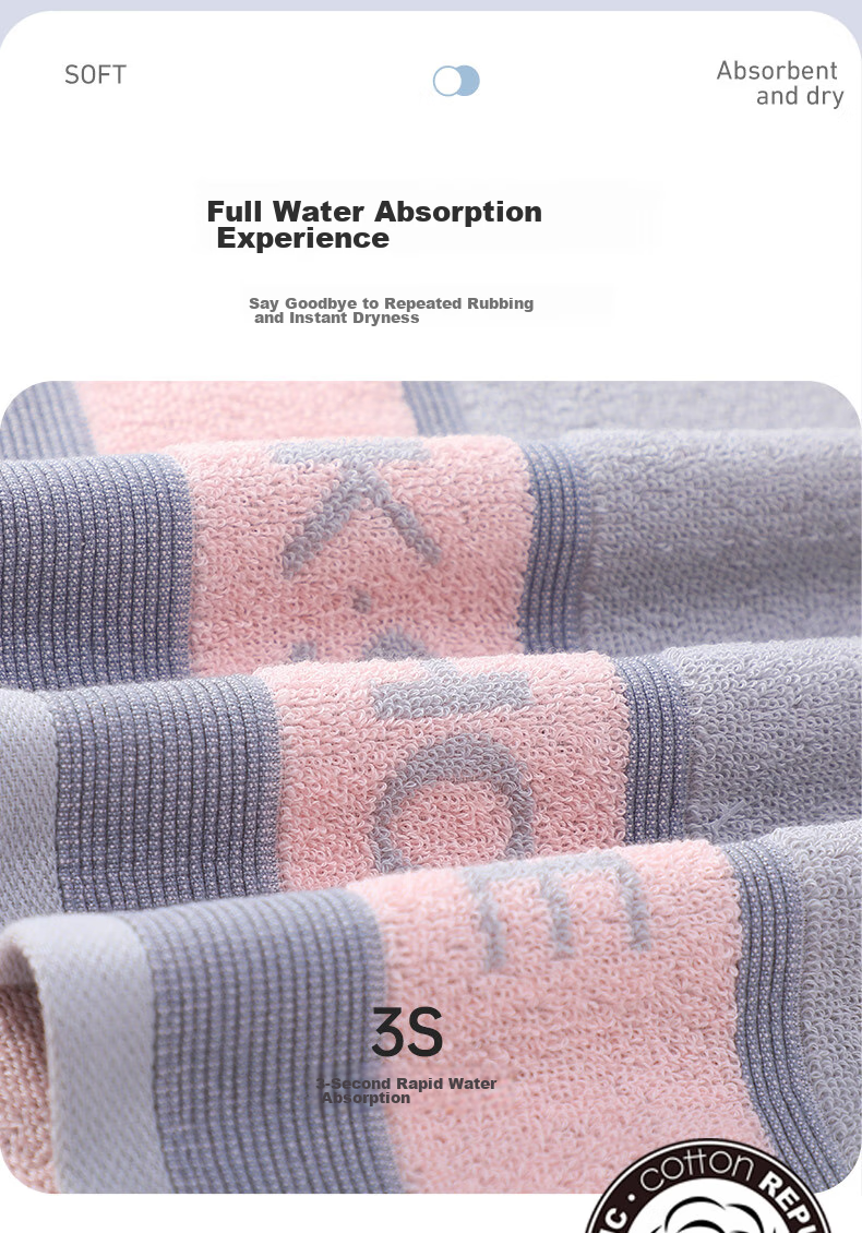 KING SHORE Pure Cotton Towel, Xinjiang Long-Staple Cotton Class A All-Cotton Adult Sports Men's Absorbent Face Towel, Pack of Two 8