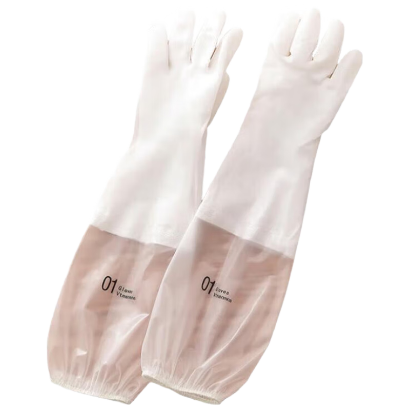 Guangduola Extended Dishwashing Gloves Waterproof Household Cleaning Gloves for Washing Clothes, Dishes, Kitchen Cleaning PVC Warm Gloves 3 Pairs