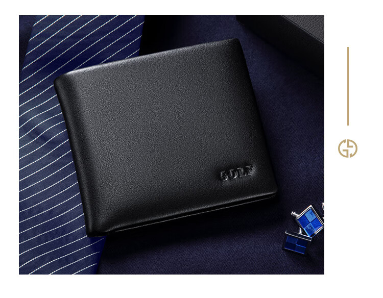 GOLF Men's Wallet, Top-Grain Leather, Horizontal Short Style, Multi-Card Slots, Bank Card Holder, Leather Billfold, Gift Box Packaging 4