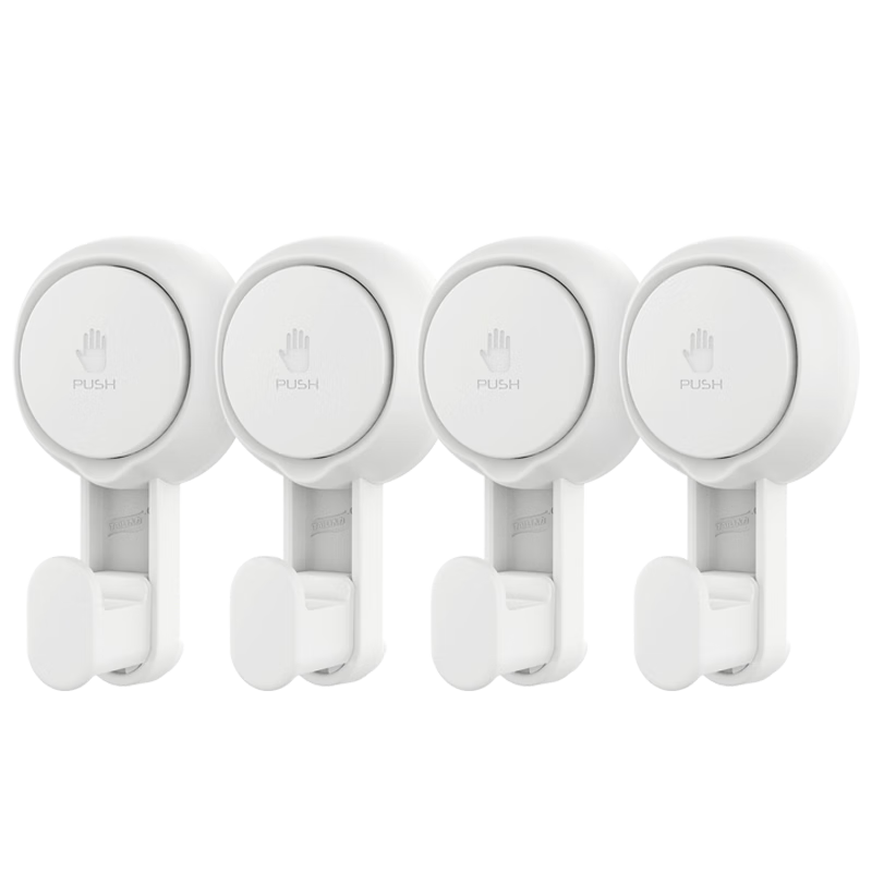 Taili Suction Cup Adhesive Hooks, No Drilling Required, for Bathroom Doors, Backpacks, Strong And Invisible Hooks for Clothes, Pack of 4