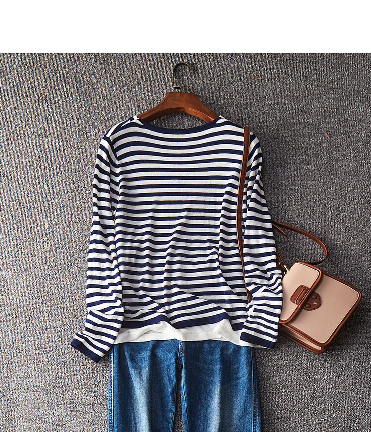 Dme [Color-Block Casual Knit Sweater] Spring And Autumn Commuter V-Neck Loose Long-Sleeve Sweater for Wome 20