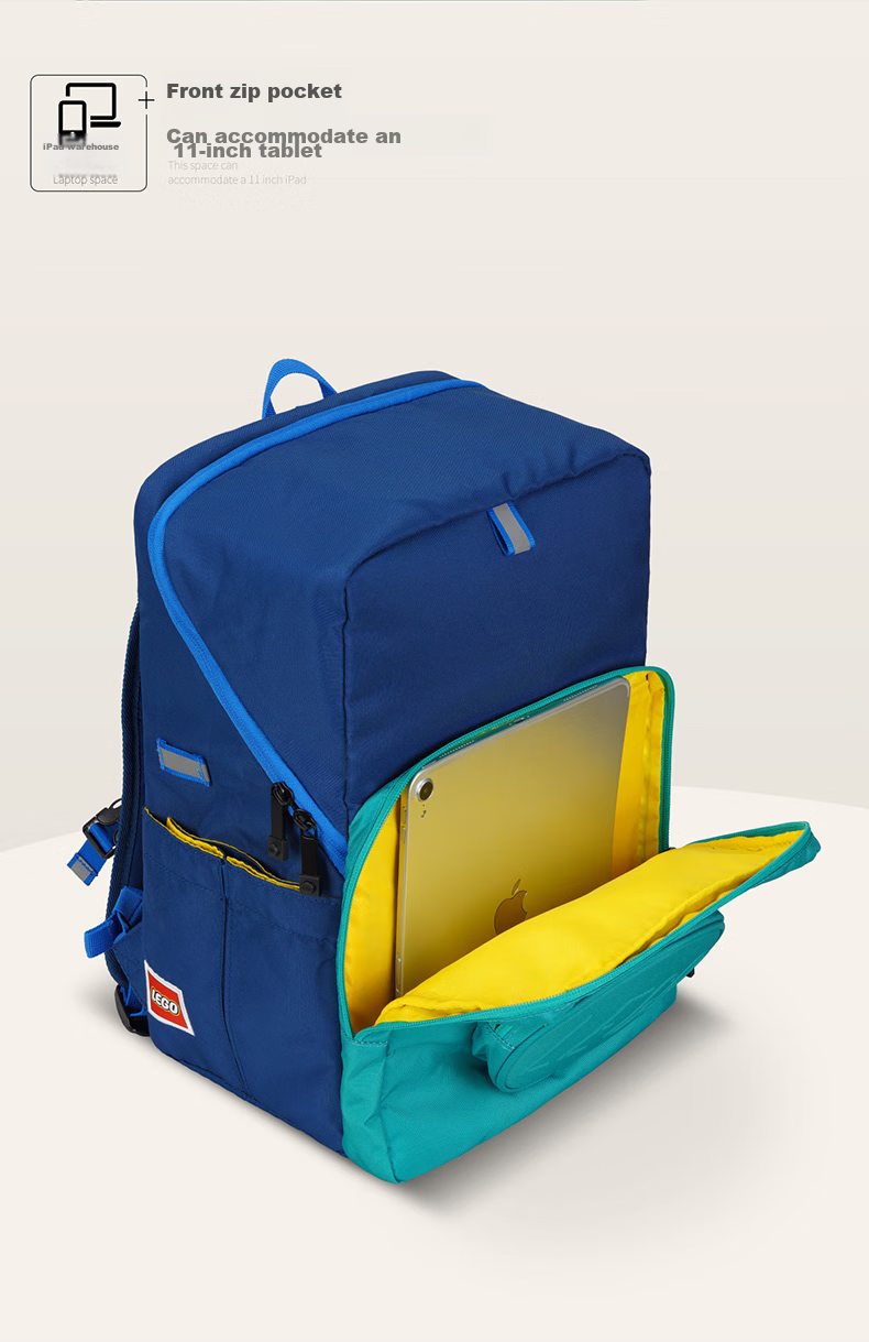 LEGO Elementary School Backpack for Grades 1-6, Large Capacity Backpack with Multiple Pockets, Light Blue-Green Color, 20224 Gift 9