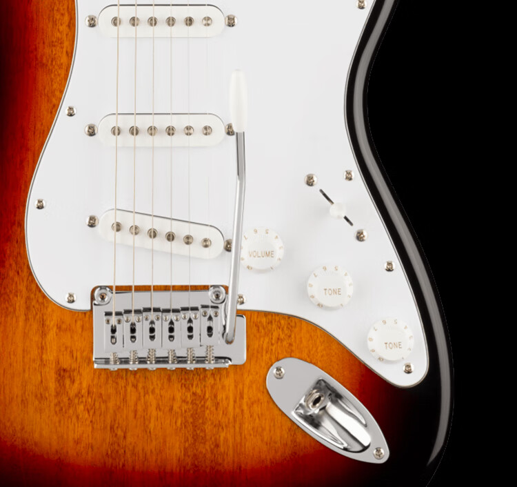 FENDER Electric Guitar SQ Affinity Series ST with Tremolo, Solid Maple Top, Olympic White 6